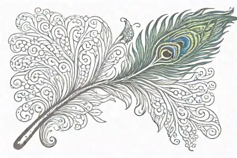 Colourful Peacock Feather Attached