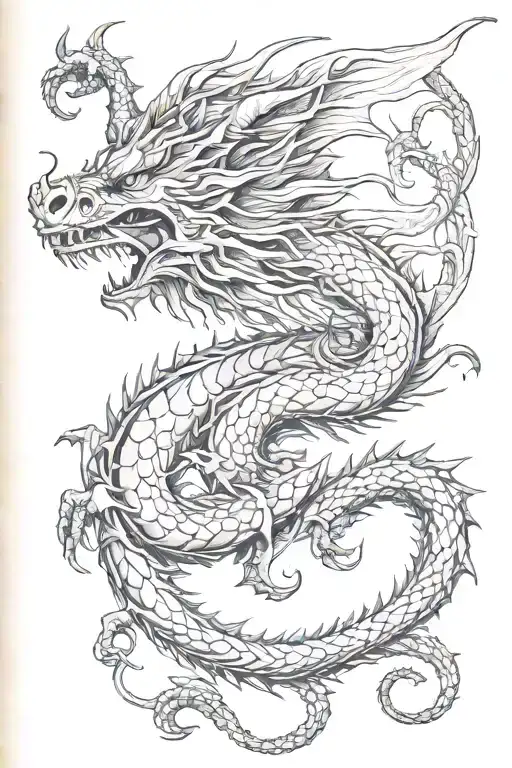 Dragon Wrapping Around Spine