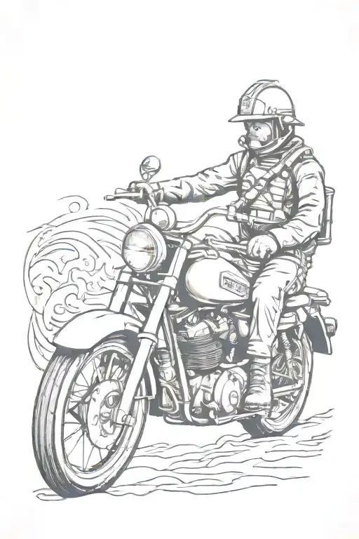 Firefighter And Motorcycle