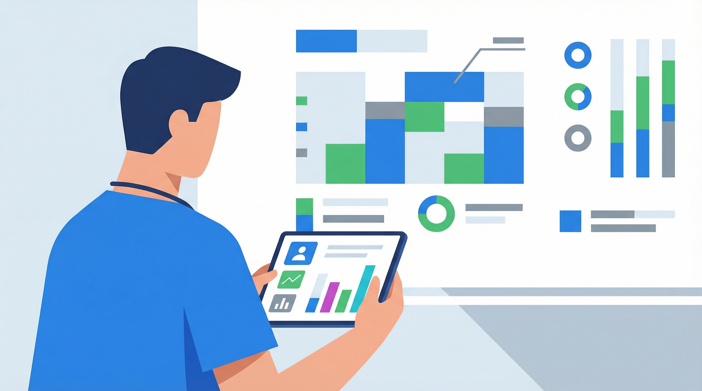 Врач анализирует данные консультации с ИИ перед встречей с пациентом