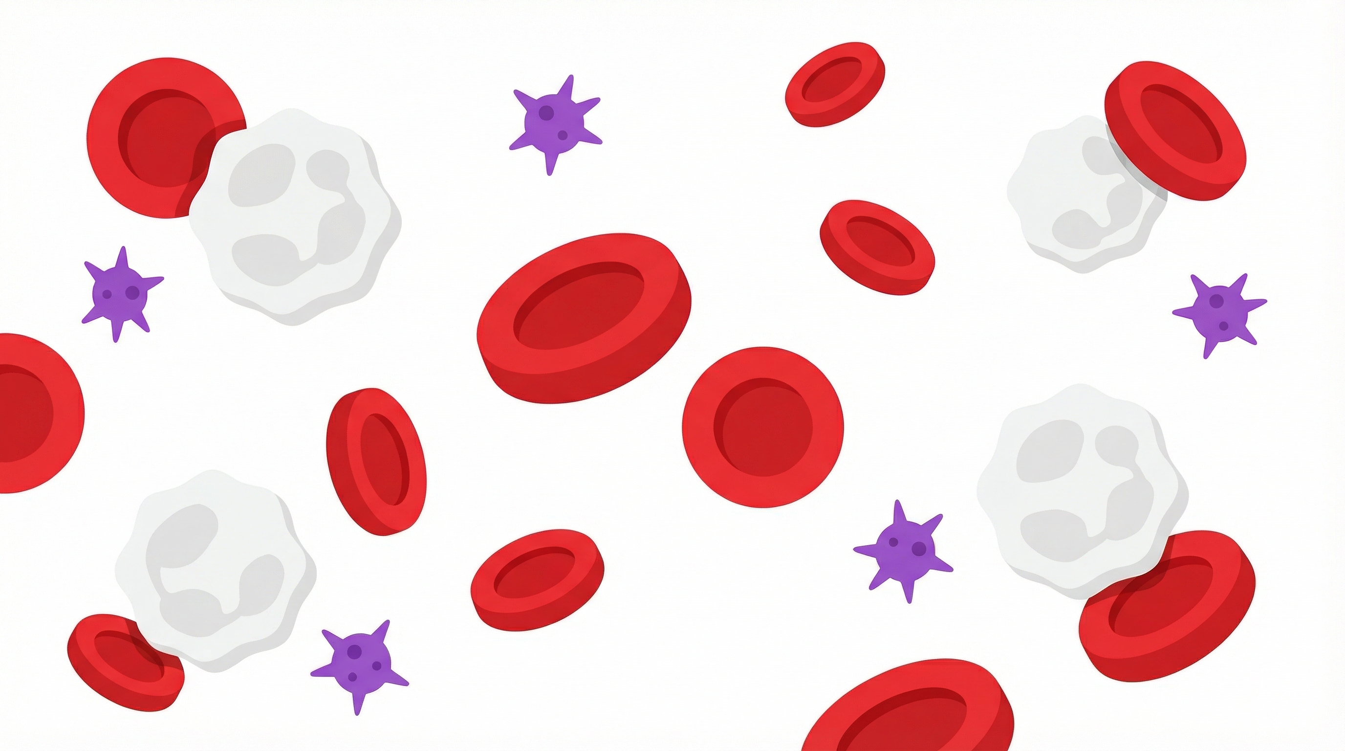 Микроскопический вид компонентов крови: эритроциты, лейкоциты и тромбоциты