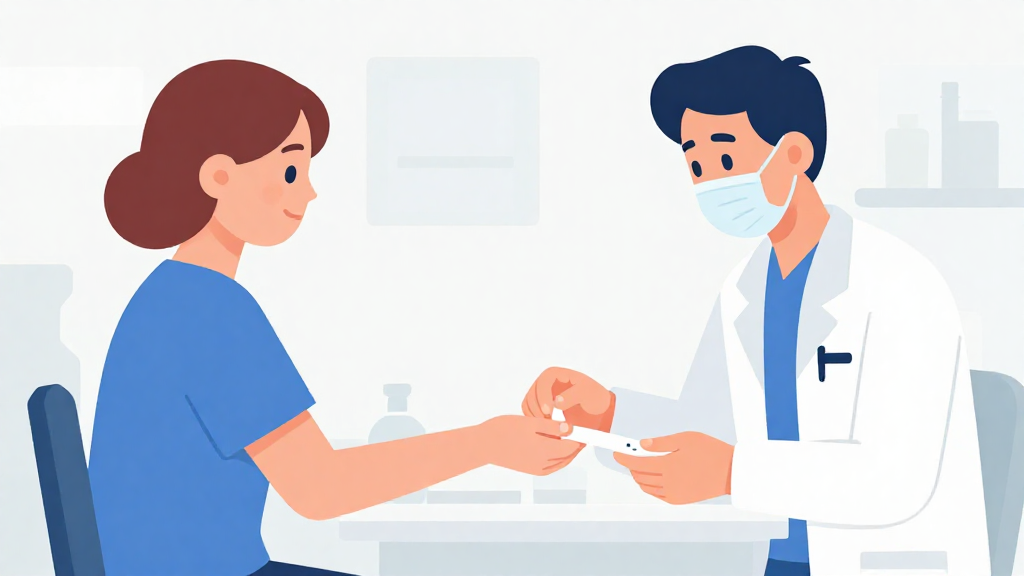 Врач берёт кровь для анализа в медицинском кабинете