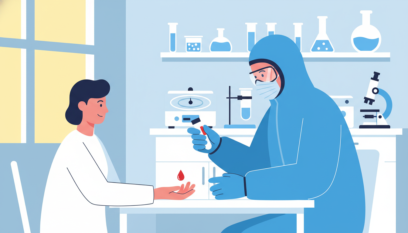 Взятие образца крови для анализа в лаборатории