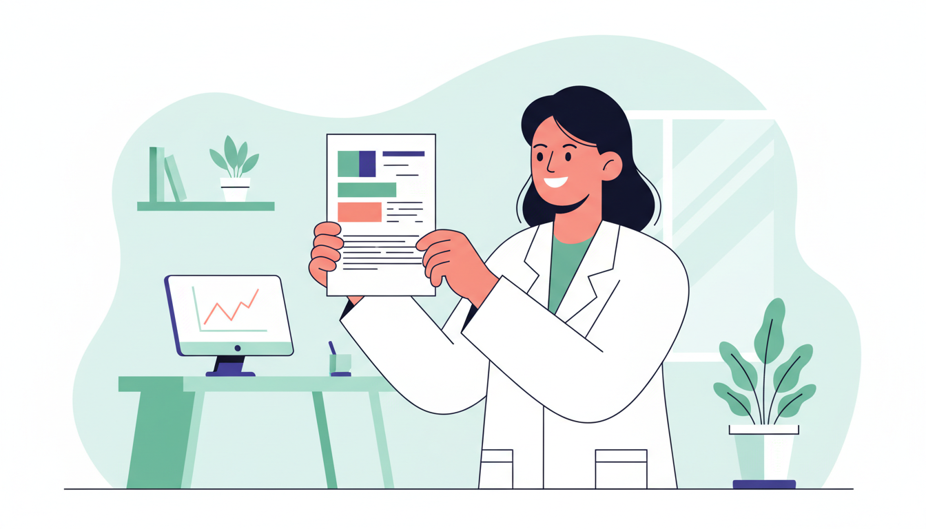 Консультация эндокринолога: врач показывает пациенту результаты анализов