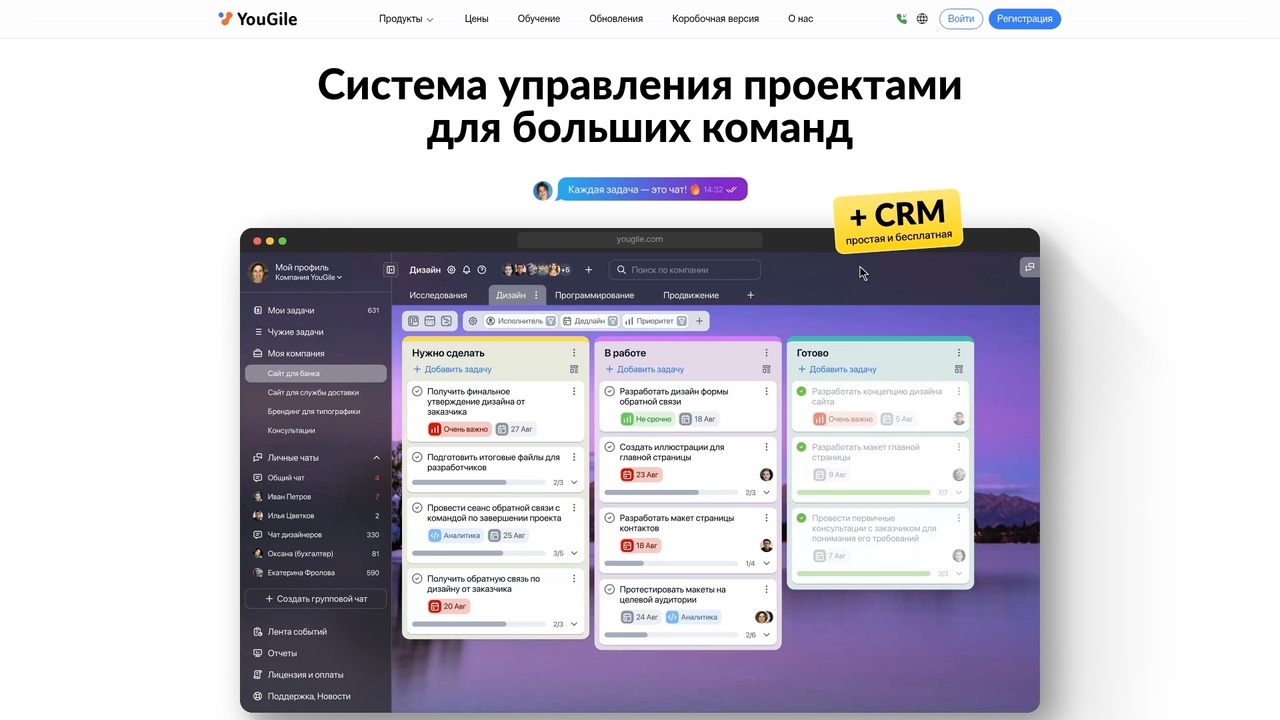 YouGile панель управления