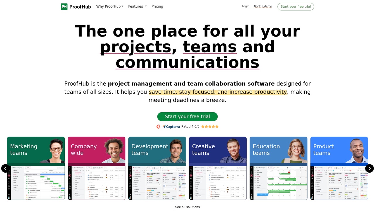 ProofHub интерфейс управления проектами