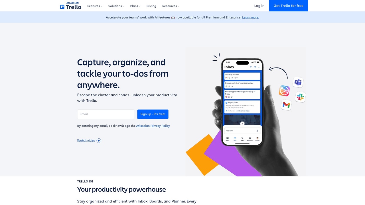Trello доска с карточками задач