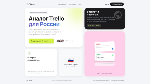 Таска интерфейс канбан-доски