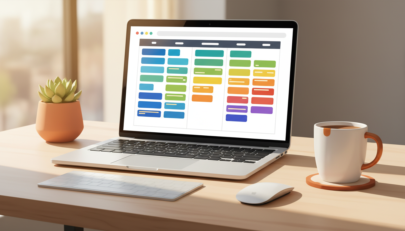 Интерфейс приложения для планирования задач с Kanban доской
