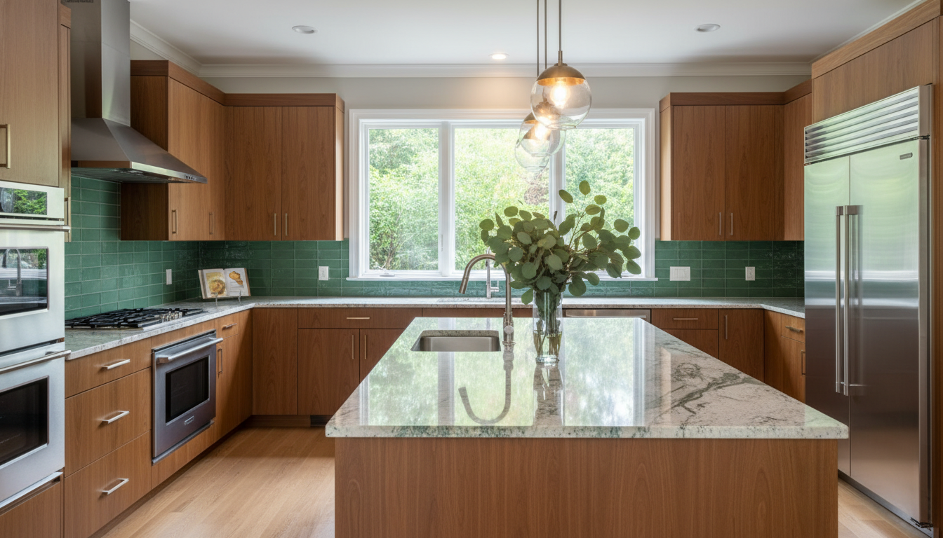Completed luxury kitchen remodel with modern finishes