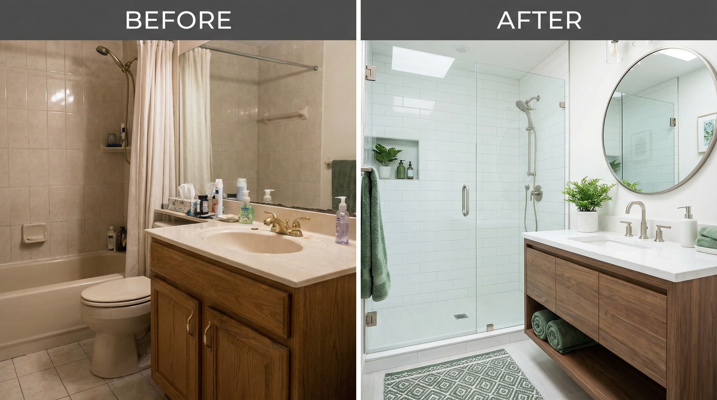 Before and after Seattle bathroom remodeling transformation