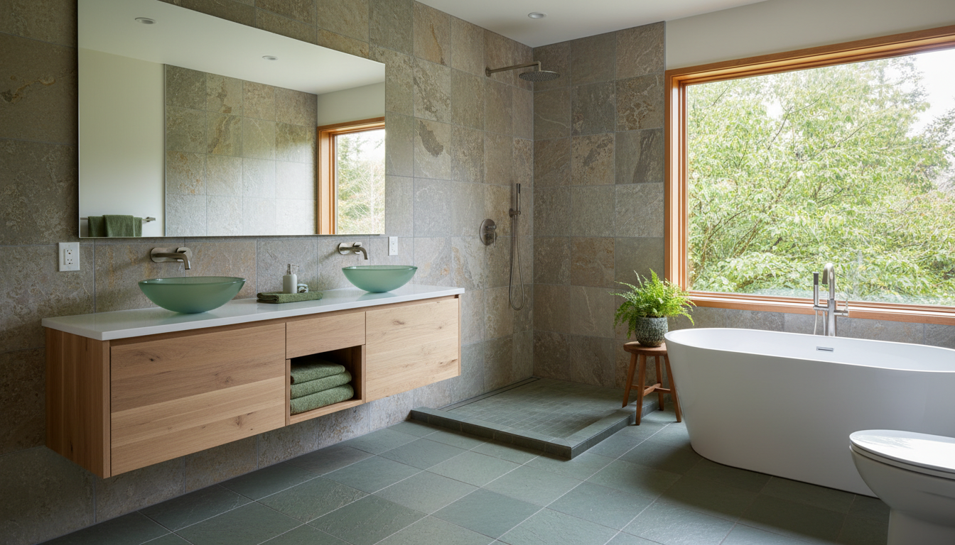 Bathroom remodeling Seattle trends - Spa-like contemporary design with natural elements