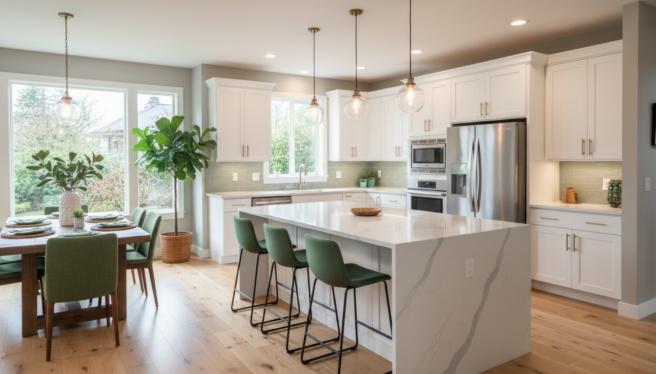 kitchen remodel seattle after completed modern open concept white cabinets island