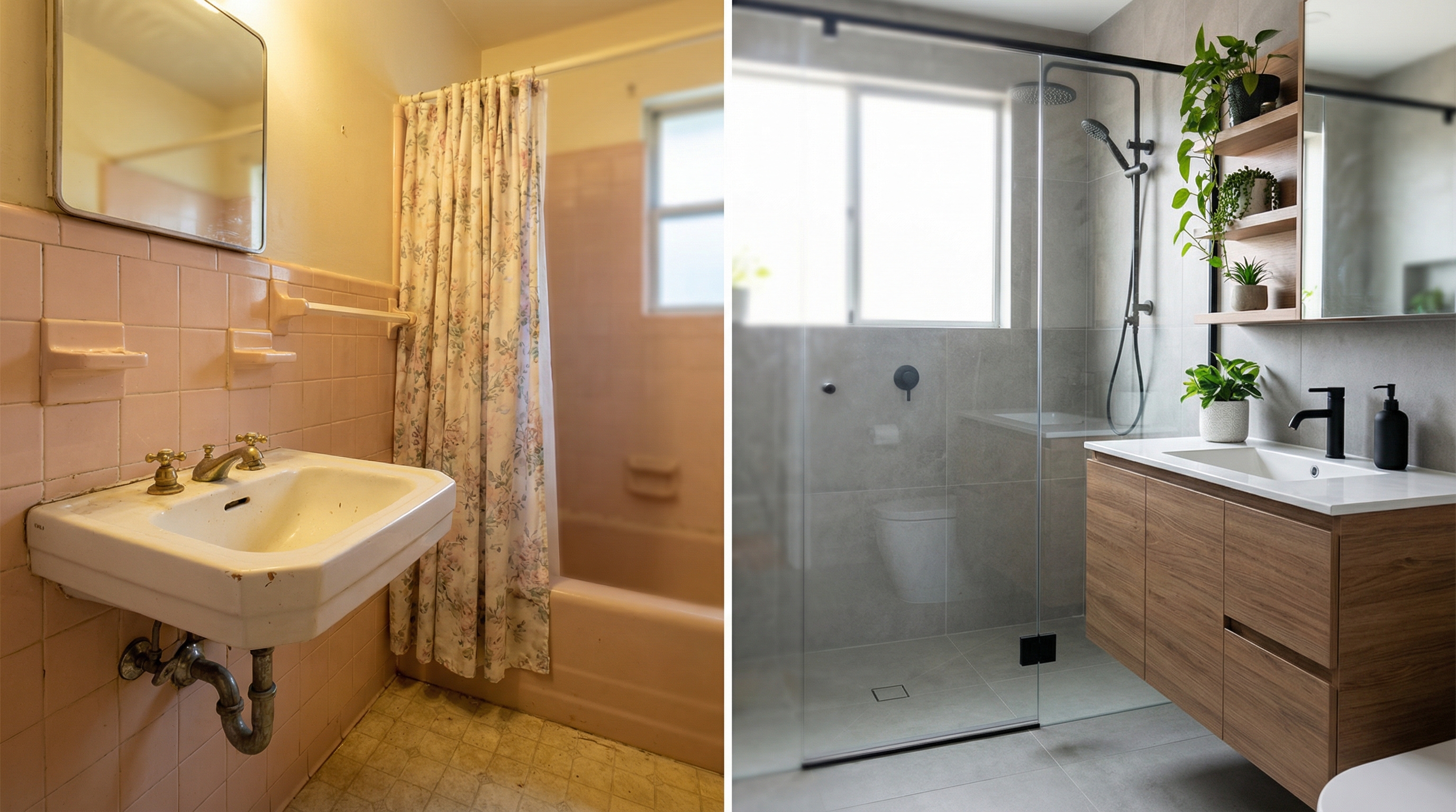 Before and after bathroom renovation comparison