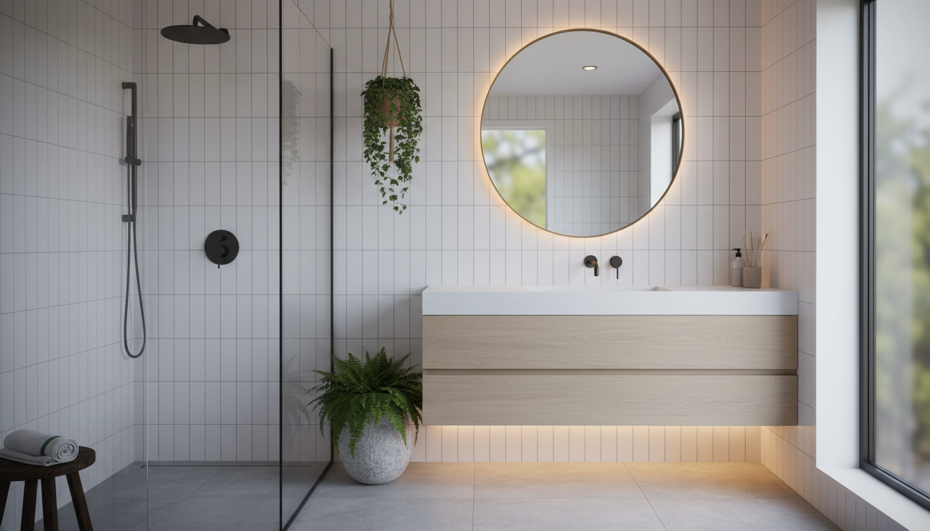 Contemporary bathroom remodel with modern finishes