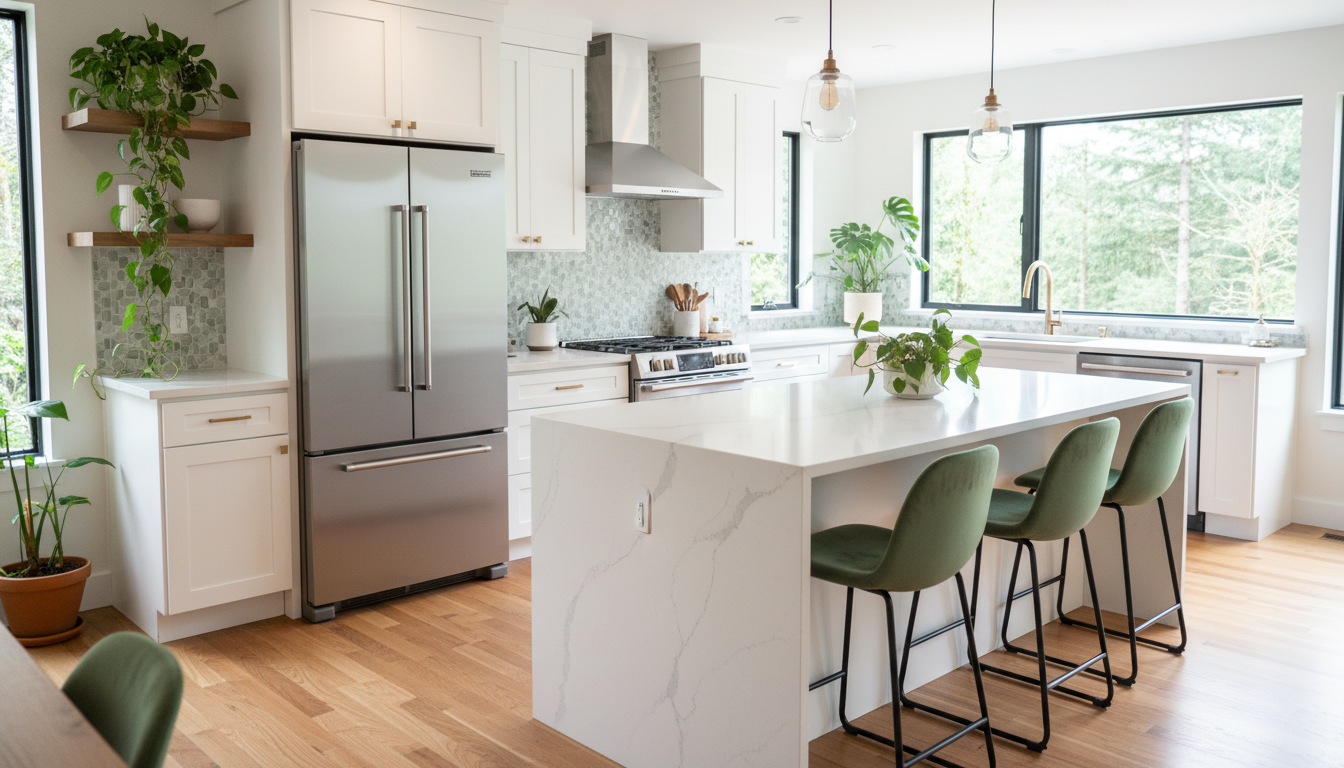 Kitchen remodeling Seattle WA - modern renovated kitchen with white cabinets