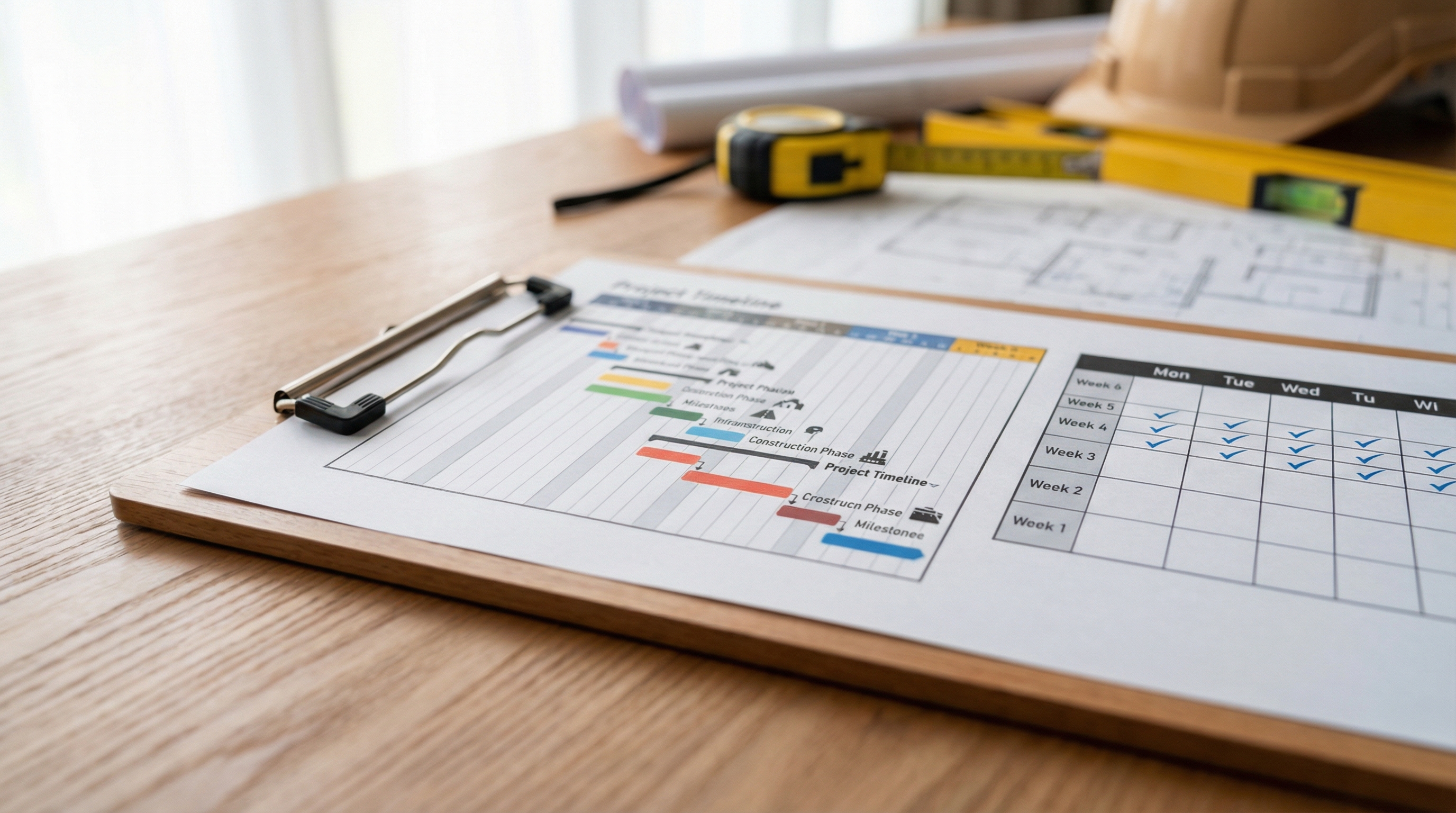 Kitchen remodel project timeline and planning schedule on professional planning document